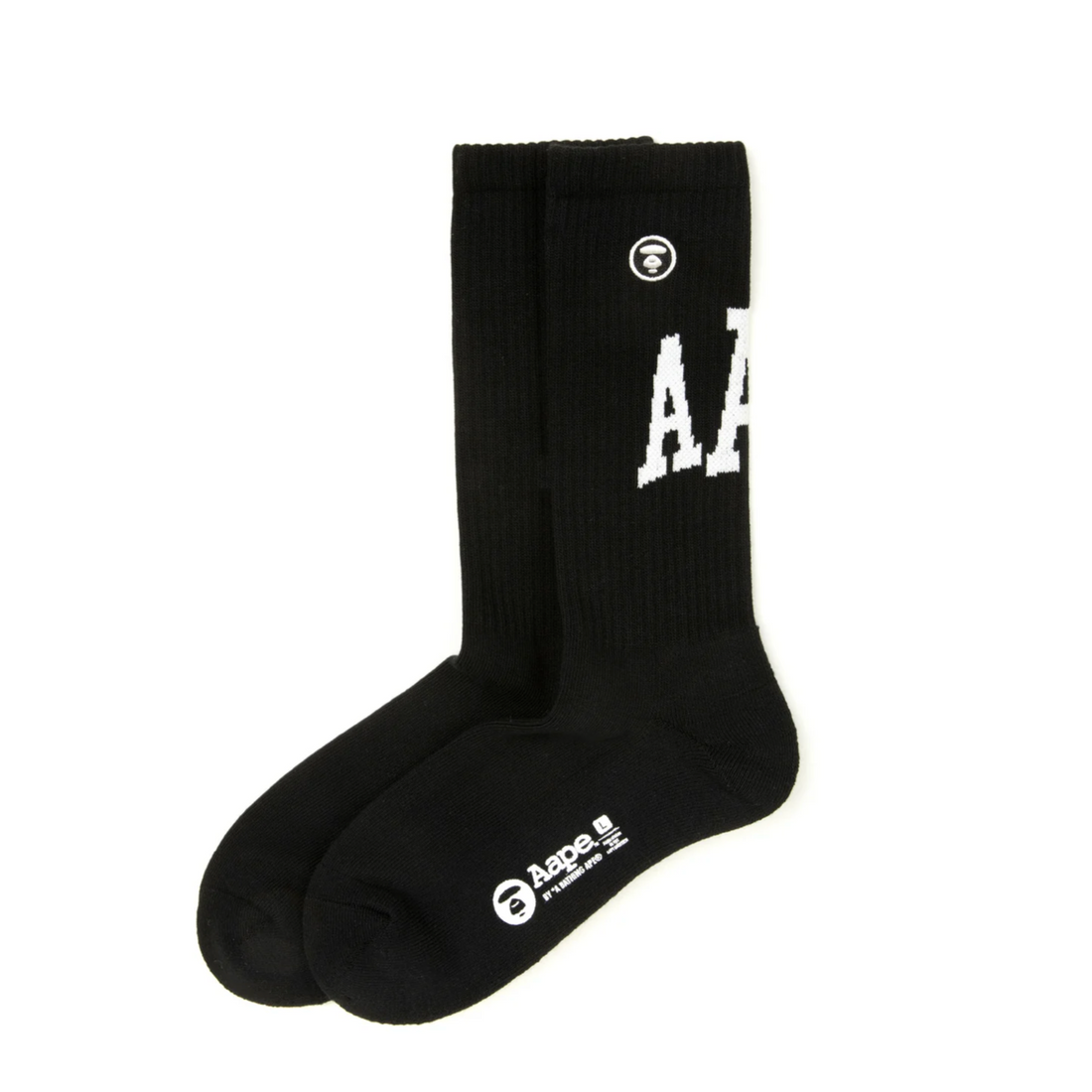 AAPE  Moonface logo Crew Socks Black