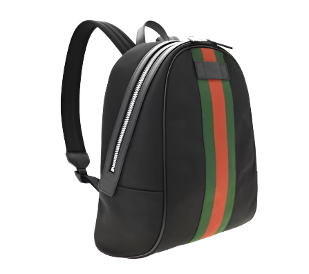 Gucci Black Web Stripe Canvas Backpack