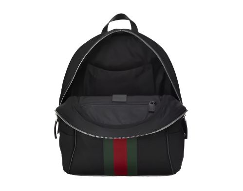 Gucci Black Web Stripe Canvas Backpack