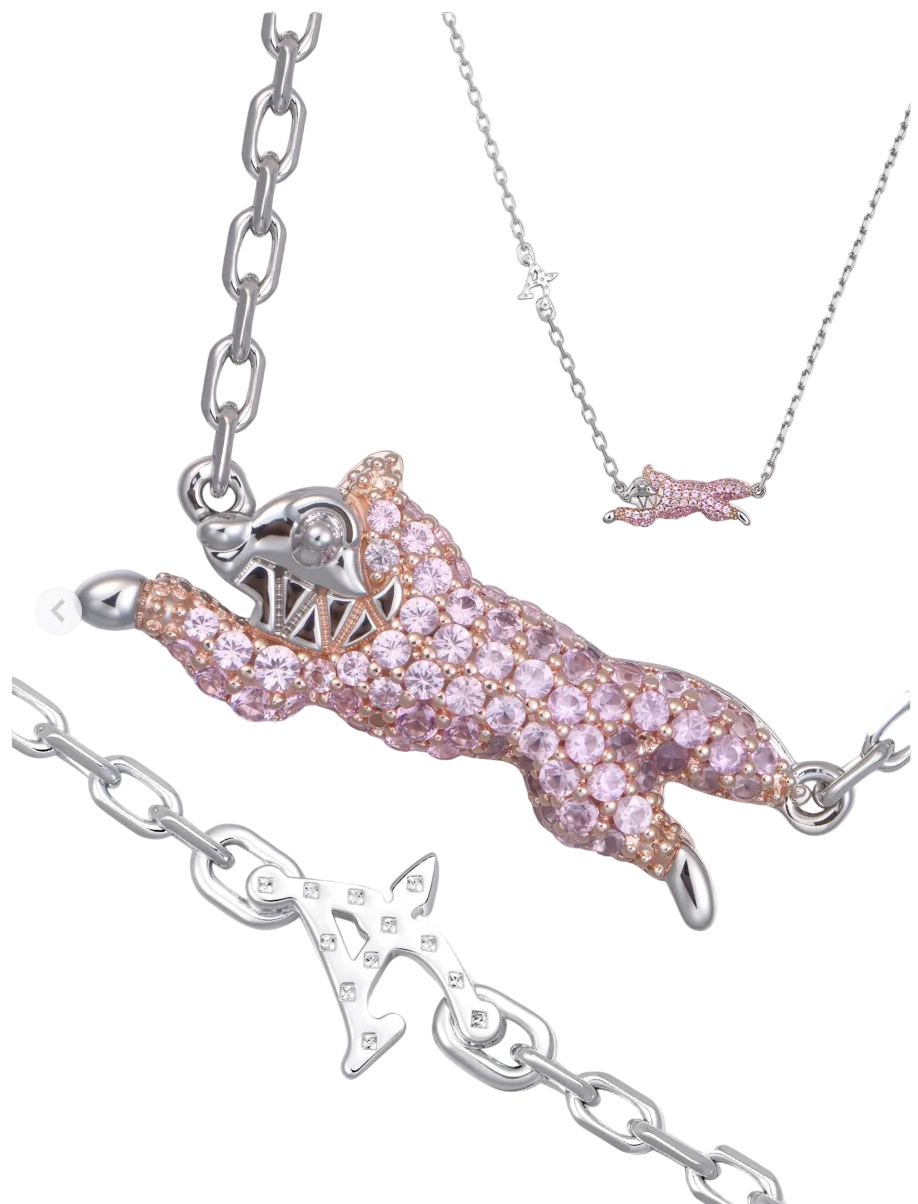 BBC Ice cream x Aporro Iced-out Running Dog Pendant