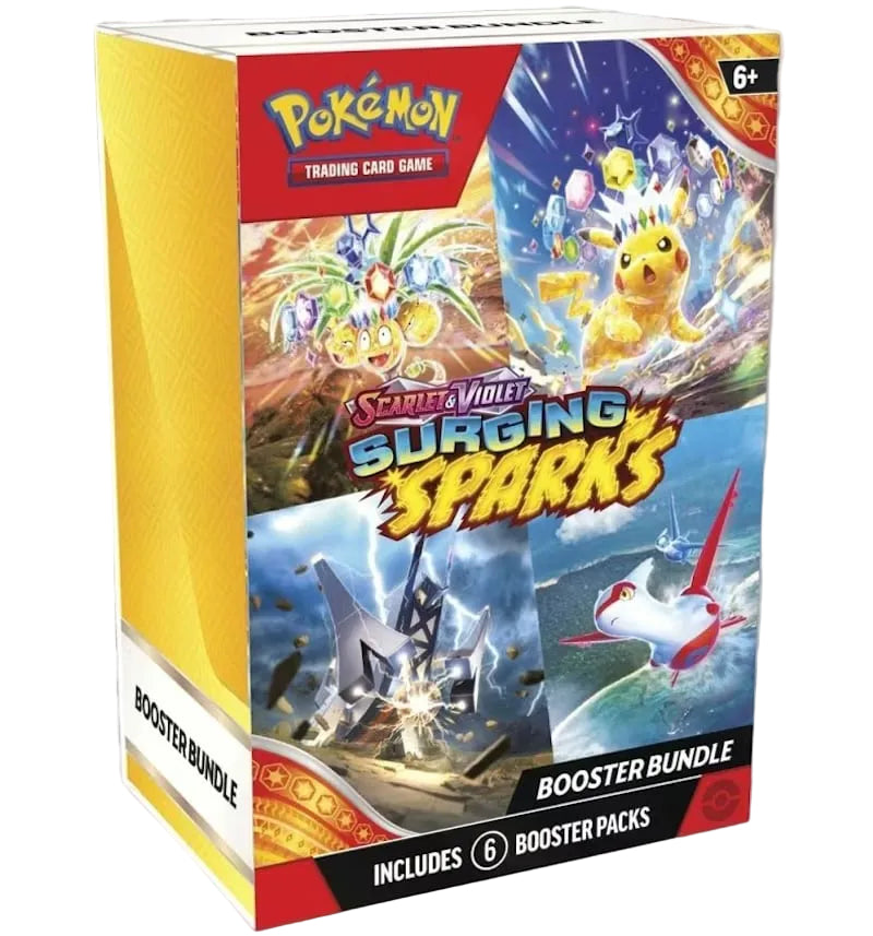Pokémon trading card game booster bundle packaging with colorful graphics and Pokémon characters.
