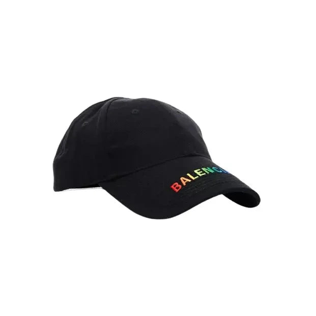 Balenciaga Black/Rainbow Logo Baseball Cap Size L (Pre-owned)
