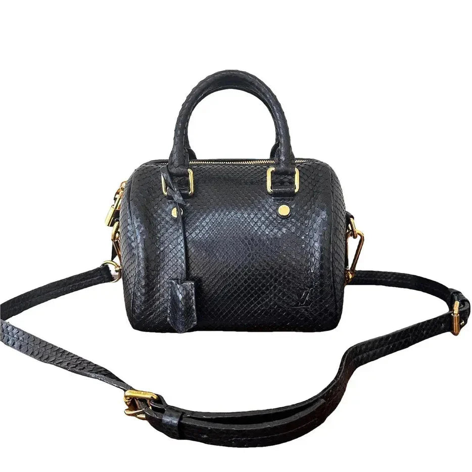 Louis Vuitton Speedy Handbag Phyton 20 Black (Pre-owned)