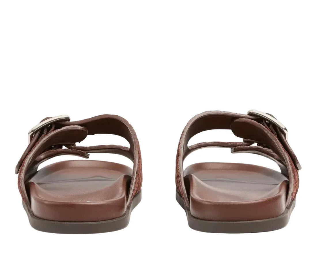 Gucci - Slide Buckle GG Suede Brown Sandals