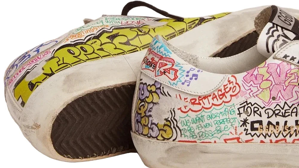 Golden Goose Super-Star Graffiti Sneaker White Silver Black Multicolor (RARE)
