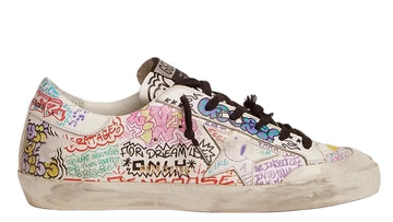 Golden Goose Super-Star Graffiti Sneaker White Silver Black Multicolor (RARE)