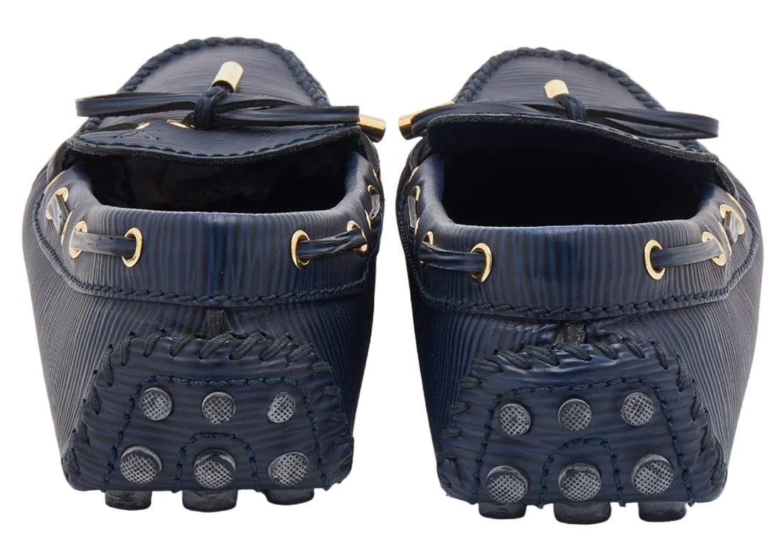 Louis Vuitton Blue Epi Leather Bow Gloria Slip On Loafers