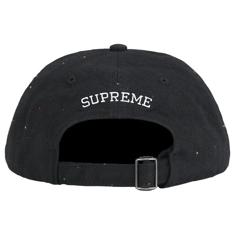 Supreme Sequin Denim Classic Logo 6-Panel Black