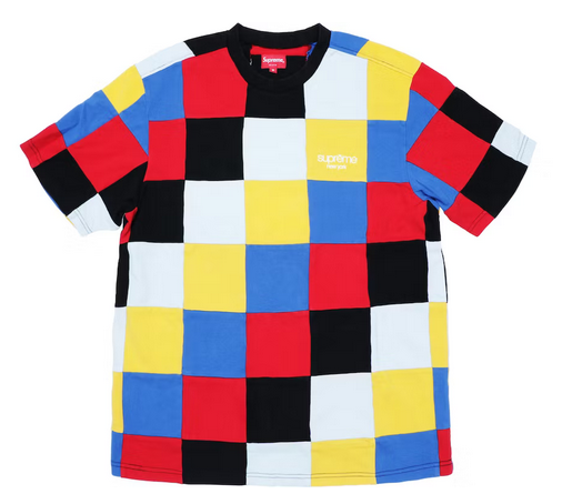 Supreme Patchwork Pique Tee Red/Yellow/Blue