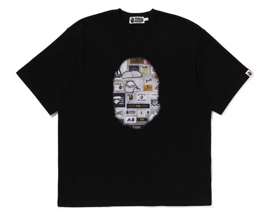 BAPE Multi Logo Big Ape Head Relaxed Fit Tee Black