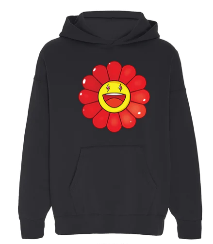 J Balvin ROJO x Takashi Murakami Large Flower Hoodie Black