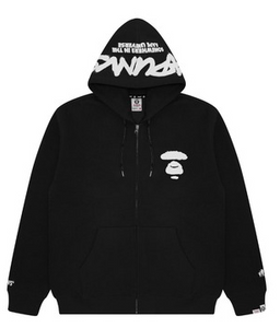 AAPE ZIP UP HOODIE BLACK 10126260732097
