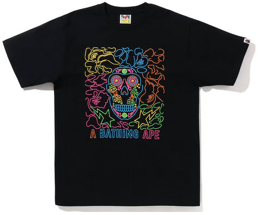 BAPE Halloween Neon Mexican Skull Tee Black