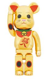 Load image into Gallery viewer, Bearbrick Maneki Neko Fukuiri 1000% Gold Plated
