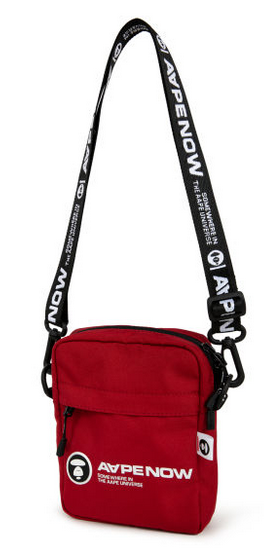 Moonface patch crossbody pouch Red AAPE