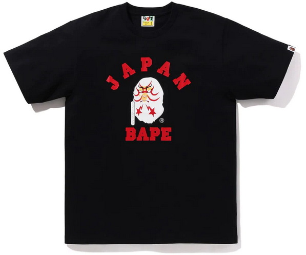 BAPE JAPAN COLLEGE KABUKI TEE BLACK