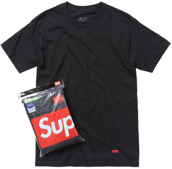 Supreme Hanes Tagless Tees 3 Pack Black 10096379134145