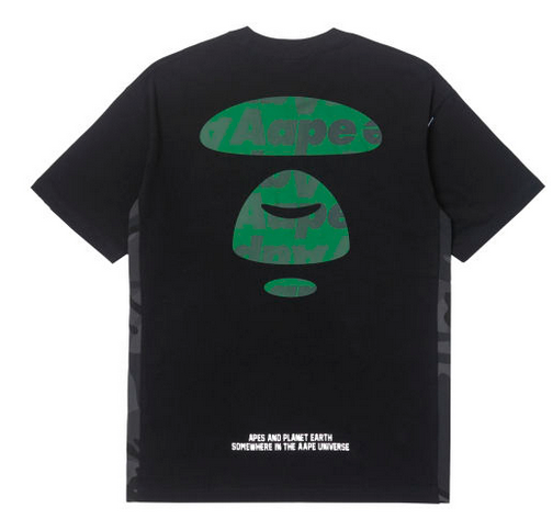 AAPE Moonface patch graphic tee Black