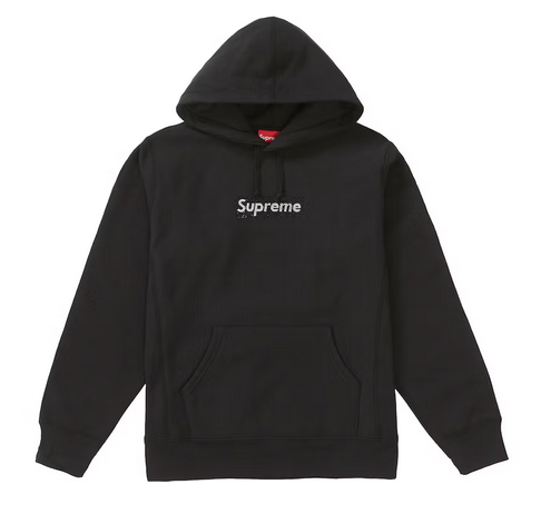 Supreme Swarovski Box Logo Hooded Sweatshirt Black