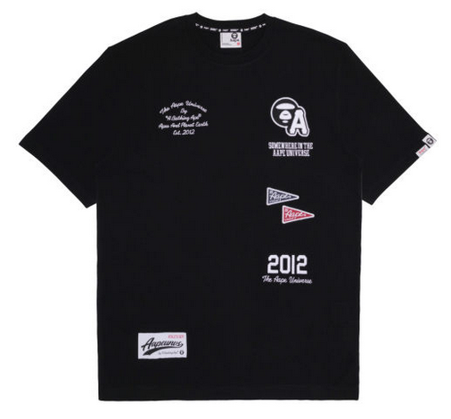 AAPE Moonface logo graphic tee Black/White