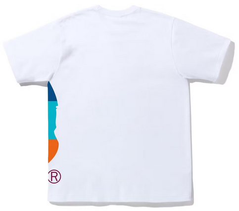 BAPE Color Block Side Big Ape Head Tee White Multi