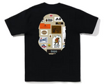 Load image into Gallery viewer, BAPE Multi Label Big Ape Head Tee Black
