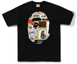 Load image into Gallery viewer, BAPE Multi Label Big Ape Head Tee Black
