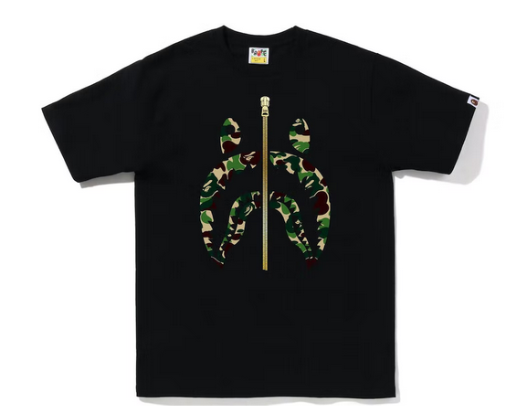 BAPE ABC Camo Gold Zip Shark Tee (SS23) Black Green