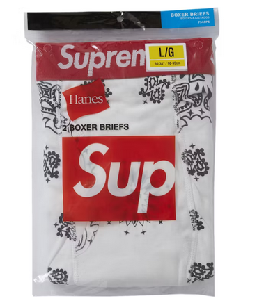 Supreme Hanes Bandana Boxer Briefs (2 Pack) White – Pure Soles PH