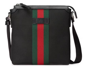 Gucci black leather messenger bag discount