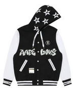 Load image into Gallery viewer, AAPE Moonface embroidered hooded baseball jacket
