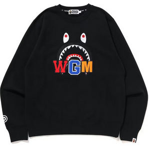 BAPE Shark Embroidery Crewneck Sweatshirt (FW22) Black