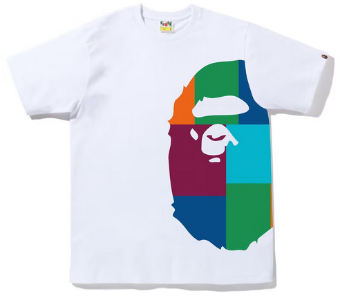 BAPE Color Block Side Big Ape Head Tee White Multi