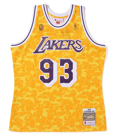 BAPE x Mitchell Ness Los Angeles Lakers Jersey Yellow Collapse submenu Nike