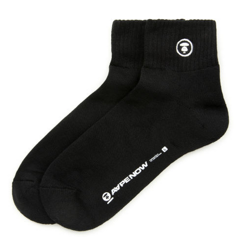 AAPE Moonface embroidered ankle socks Black