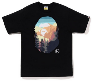 A BATHING APE A CAMPING APE APE HEAD TEE BLACK