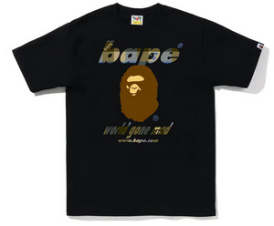 BAPE Block Check WGM Ape Head Tee Black Beige