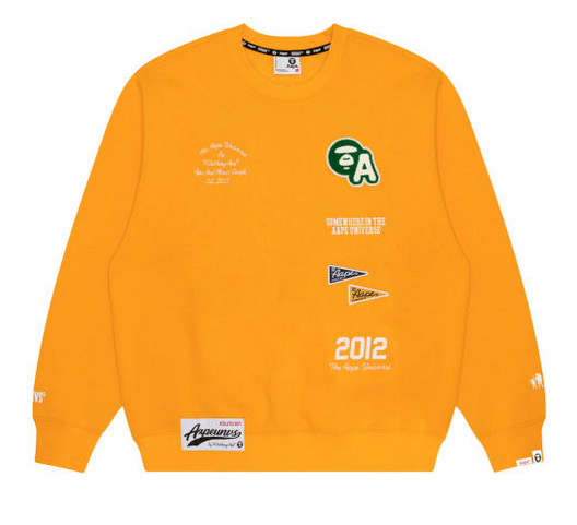 AAPE Moonface patch embroidered sweatshirt Yellow