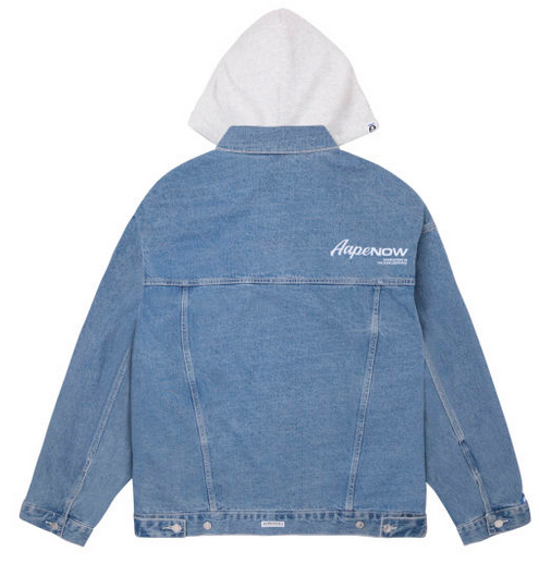 AAPE Moonface reversible panelled hooded jacket Denim