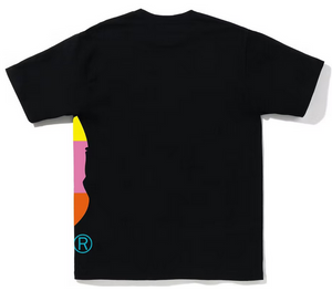 BAPE Color Block Side Big Ape Head Tee Black Multi