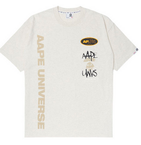 AAPE Moonface logo printed tee Beige/Yellow