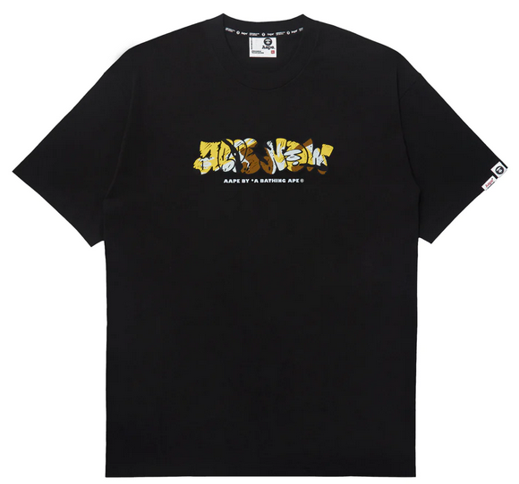 AAPE Moonface Graphic-Printed tee Black/Yellow