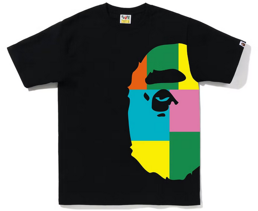 BAPE Color Block Side Big Ape Head Tee Black Multi