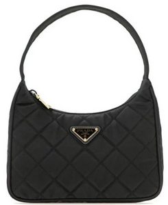 Prada Hobo Mini Quilted Black Nylon Shoulder Bag