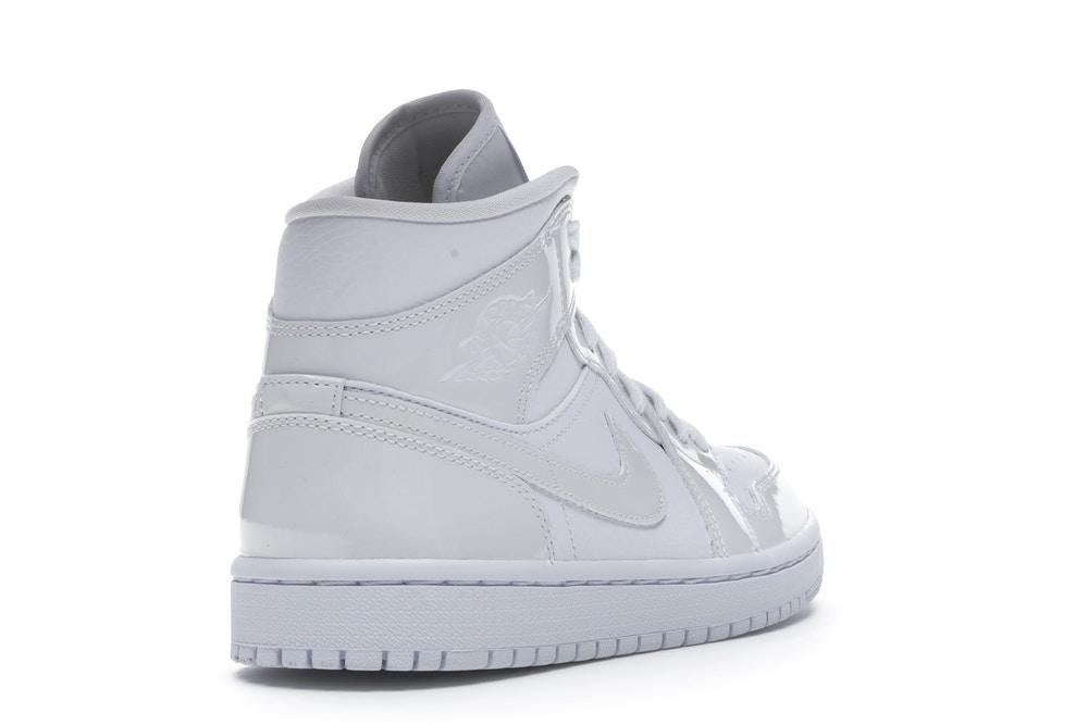 Jordan 1 Mid Triple White Patent Swoosh (W)