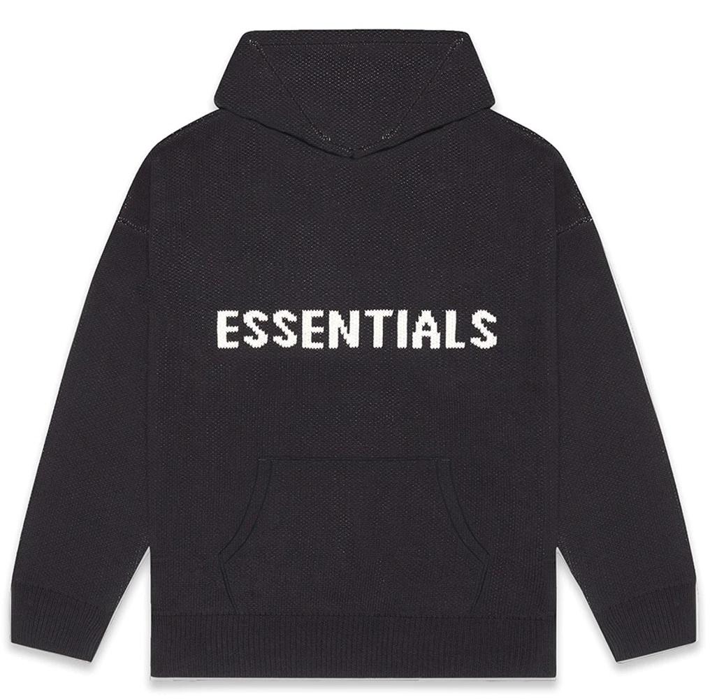 FEAR OF GOD ESSENTIALS Knit Hoodie Dark Slate/Stretch Limo/Black – Pure ...