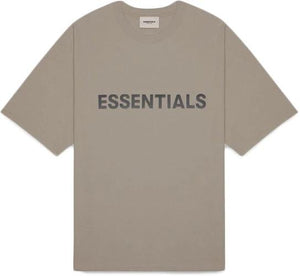 FEAR OF GOD ESSENTIALS Boxy T-Shirt Applique Logo Taupe